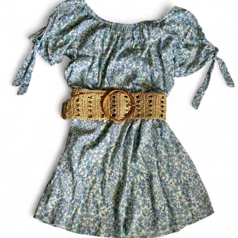 Pink Rose Cottagecore whimsy blue floral summer dress